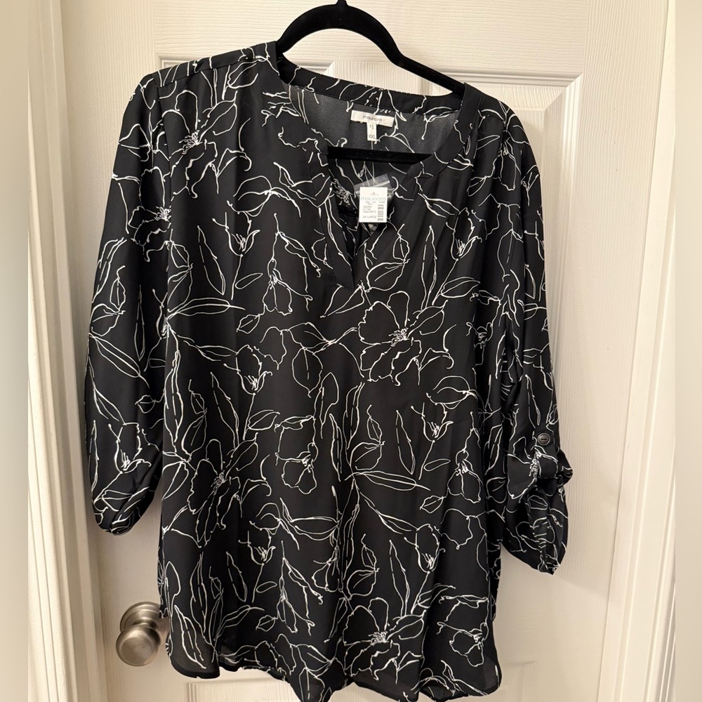 Maurices Monochrome Floral Blouse